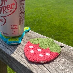 Handmade Strawberry Mug Rug